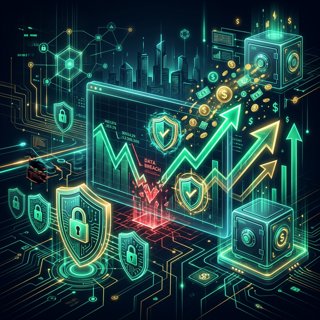 Gráfico de recuperação financeira com escudos de proteção sendo ativados